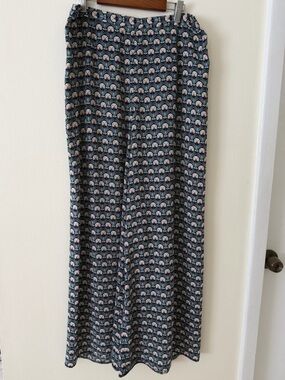 Paper Crown Navy and Blush Shell-Print Maxi Skirt
